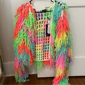 Multi Color Knit Fringe Cardigan